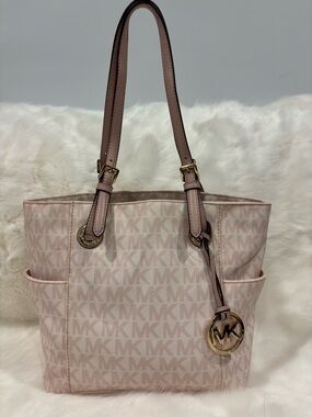 Michael Kors Blush MK Signature Tote with Gold Hardware
